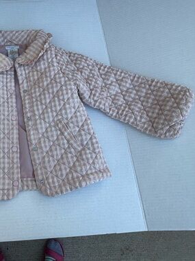 Max Studio Pink and Cream Gingham Quilted Jacket